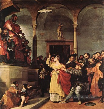 Sainte Lucie devant le Juge 1532 Renaissance Lorenzo Lotto Peinture à l'huile